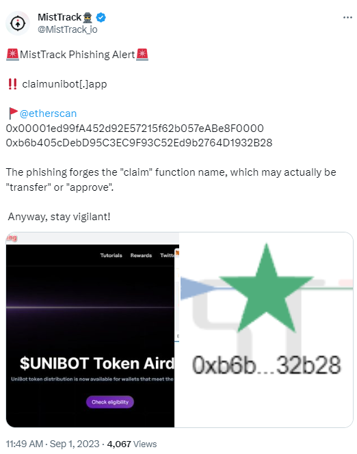 预警:有钓鱼代码将“转账”或“批准”函数名称伪造成“申领”,请保持警惕